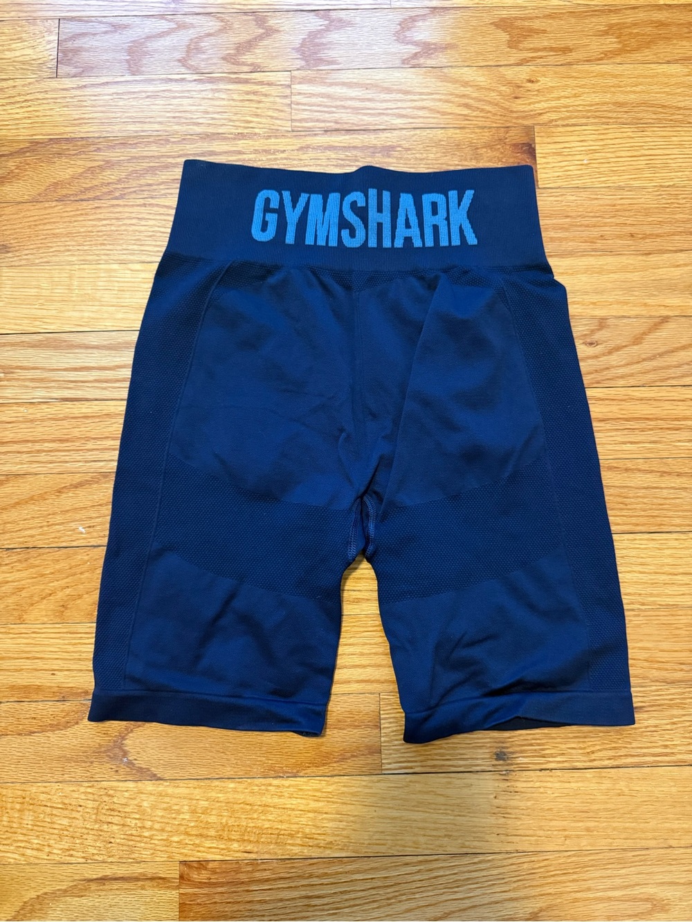 Gymshark Men's Dark Blue Performance Compression Shorts with Logo Waistband
